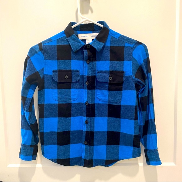Old Navy Boys Built-in Flex Plaid Flannel Button Down Long Sleeve Shirt … - Picture 1 of 4